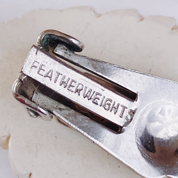 Vintage 1950s Rhinestone Flower Basket Clip Earrings Mid Century Celluloid Resin - Picture 9 of 9